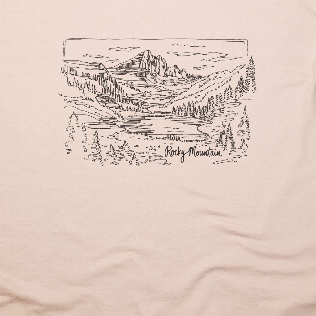Rocky Mountain Line Drawing T-Shirt