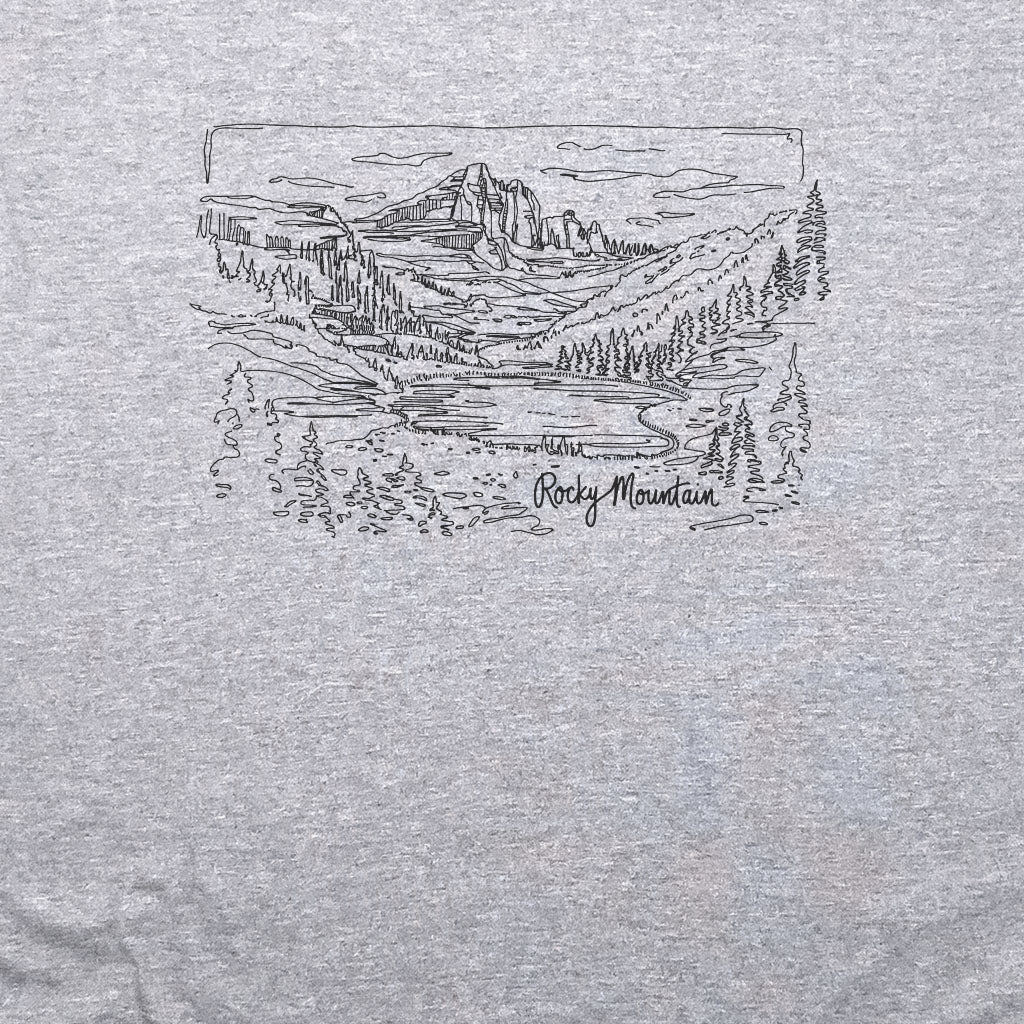 Rocky Mountain Line Drawing T-Shirt