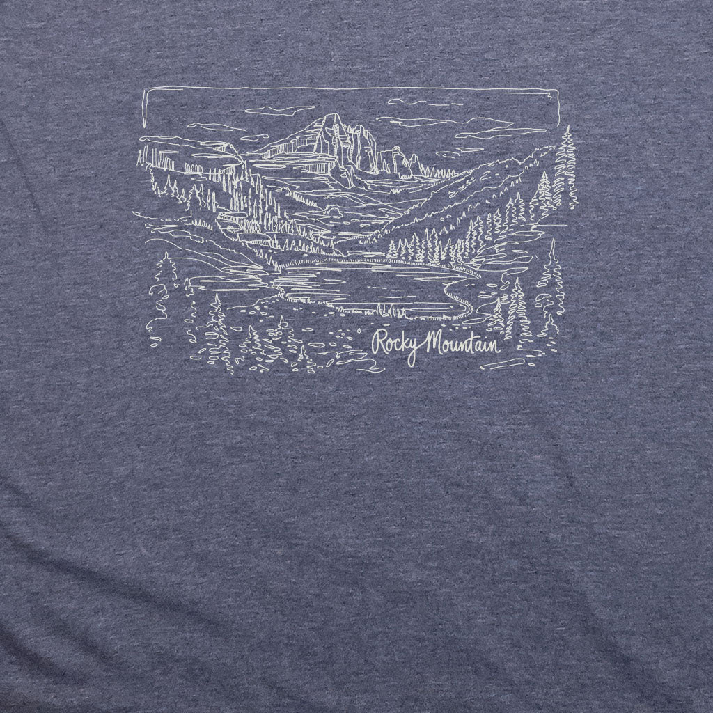 Rocky Mountain Line Drawing T-Shirt