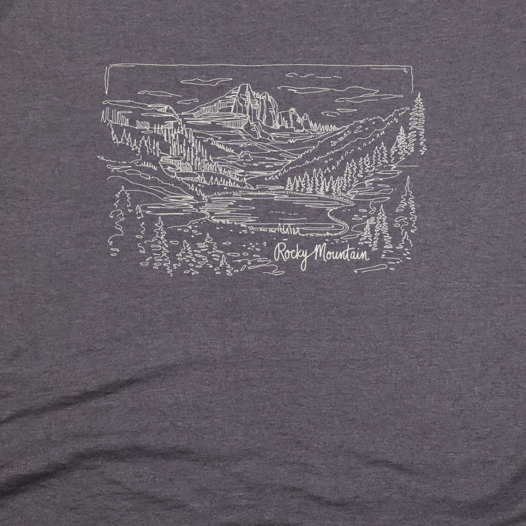 Rocky Mountain Line Drawing T-Shirt