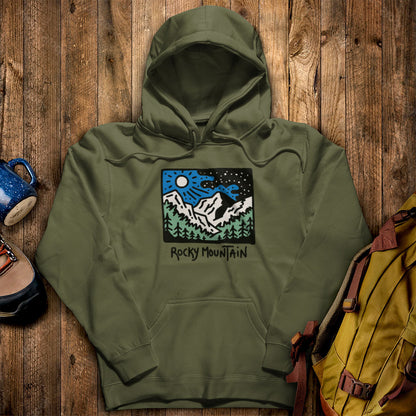 Rocky Mountain at Night Hoodie