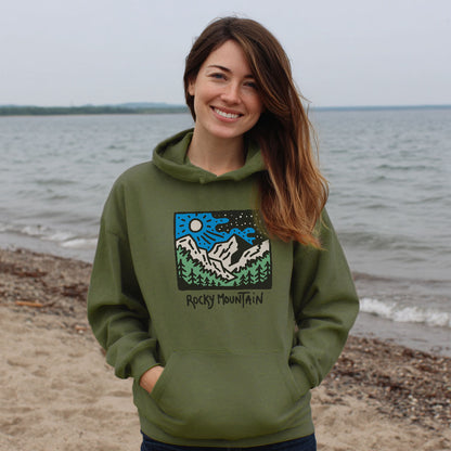 Rocky Mountain at Night Hoodie