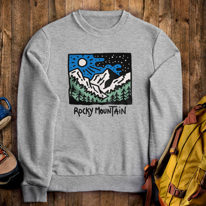 Rocky Mountain at Night Crewneck Sweatshirt