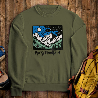Rocky Mountain at Night Crewneck Sweatshirt