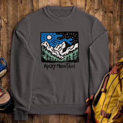 Rocky Mountain at Night Crewneck Sweatshirt