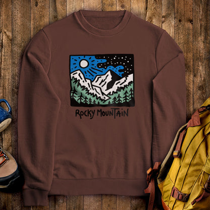 Rocky Mountain at Night Crewneck Sweatshirt