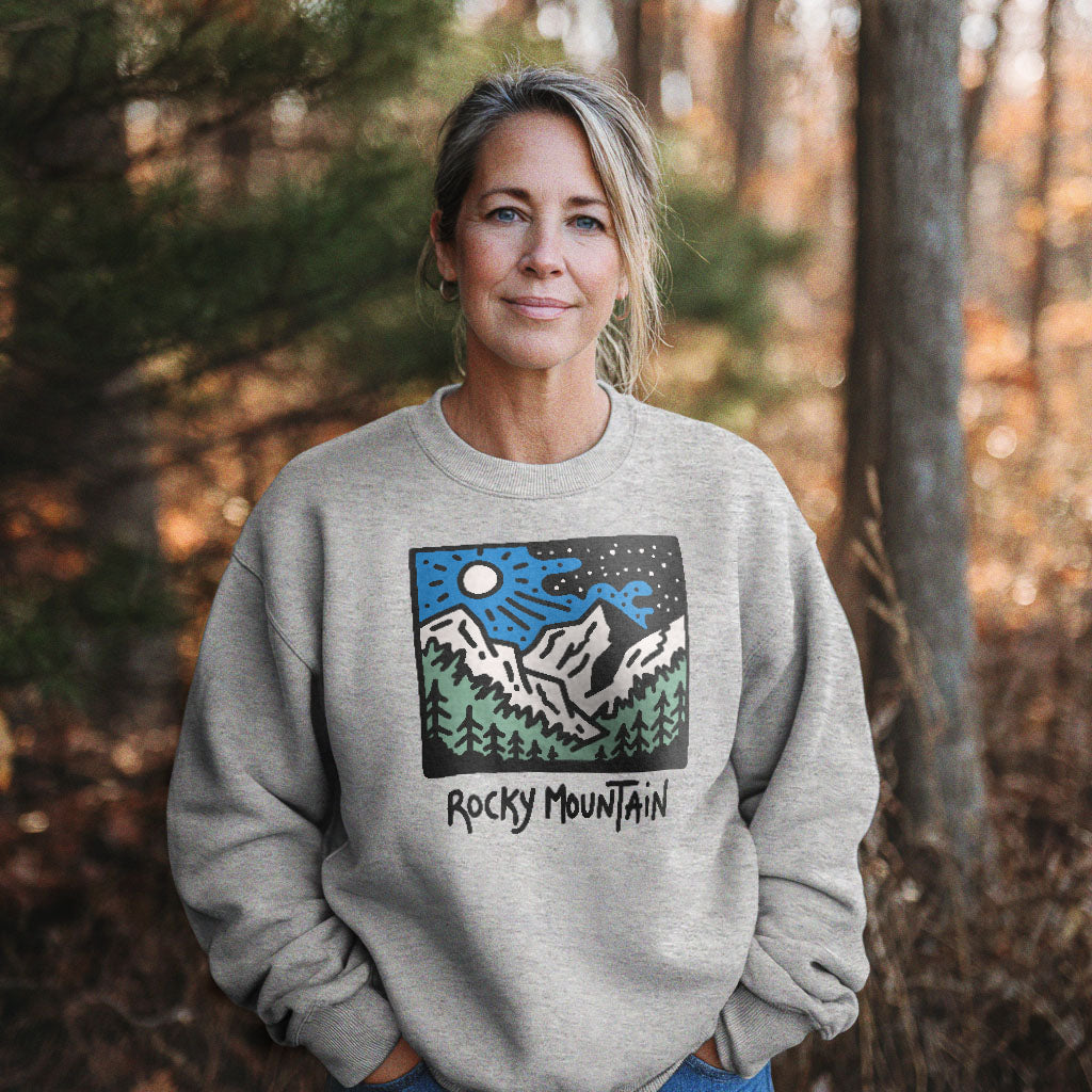 Rocky Mountain at Night Crewneck Sweatshirt