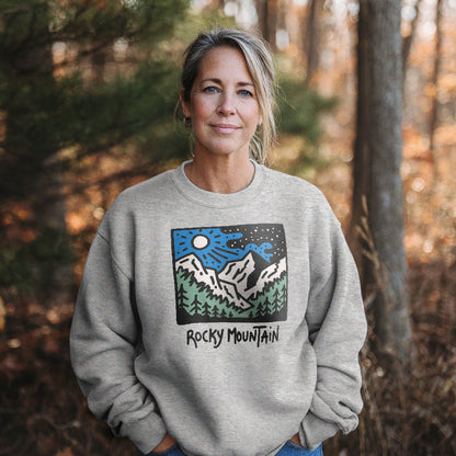 Rocky Mountain at Night Crewneck Sweatshirt