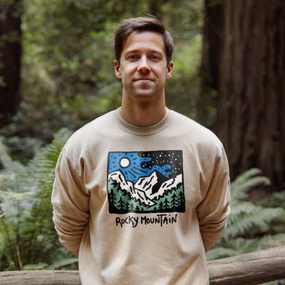 Rocky Mountain at Night Crewneck Sweatshirt