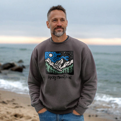 Rocky Mountain at Night Crewneck Sweatshirt