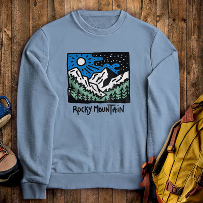 Rocky Mountain at Night Crewneck Sweatshirt