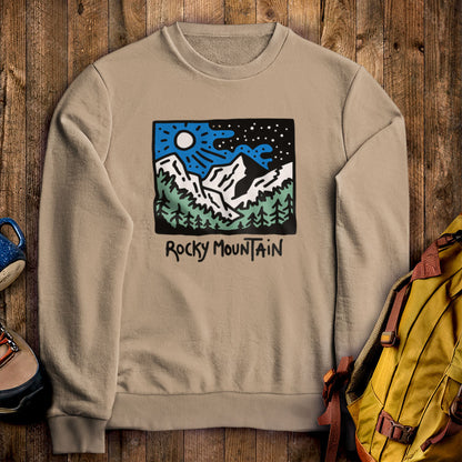 Rocky Mountain at Night Crewneck Sweatshirt