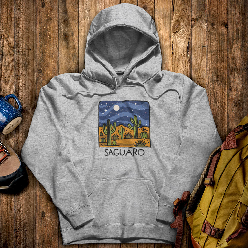 Saguaro at Night Hoodie Sport Grey Adventure and Outdoors Themed Hoodie