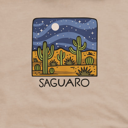 Saguaro at Night Hoodie Adventure and Outdoors Themed Hoodie