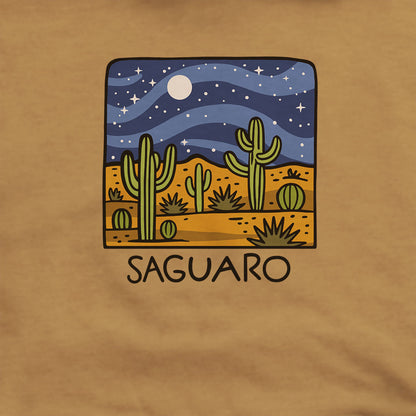Saguaro at Night Hoodie Adventure and Outdoors Themed Hoodie