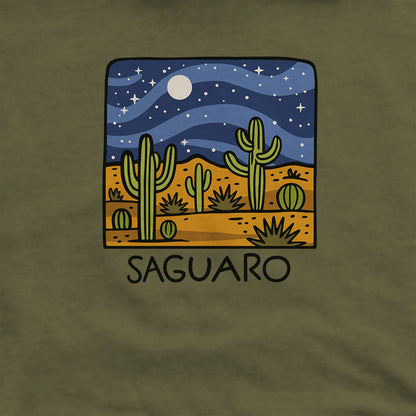 Saguaro at Night Hoodie Adventure and Outdoors Themed Hoodie