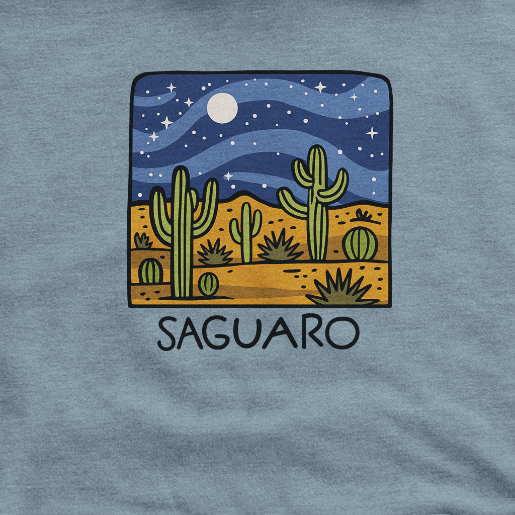 Saguaro at Night Hoodie Adventure and Outdoors Themed Hoodie