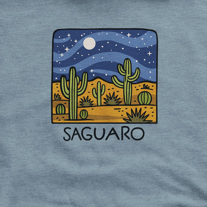 Saguaro at Night Hoodie Adventure and Outdoors Themed Hoodie