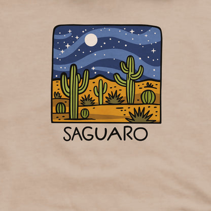 Saguaro at Night Crewneck Sweatshirt Adventure and Outdoors Themed Sweatshirt