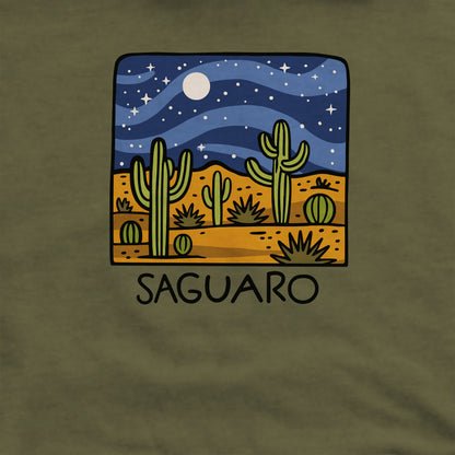 Saguaro at Night Crewneck Sweatshirt Adventure and Outdoors Themed Sweatshirt