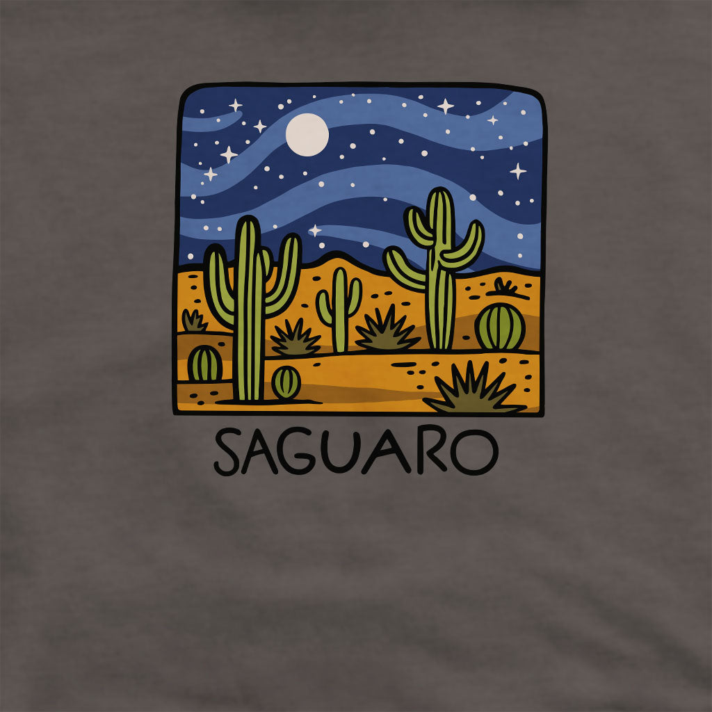 Saguaro at Night Crewneck Sweatshirt Adventure and Outdoors Themed Sweatshirt