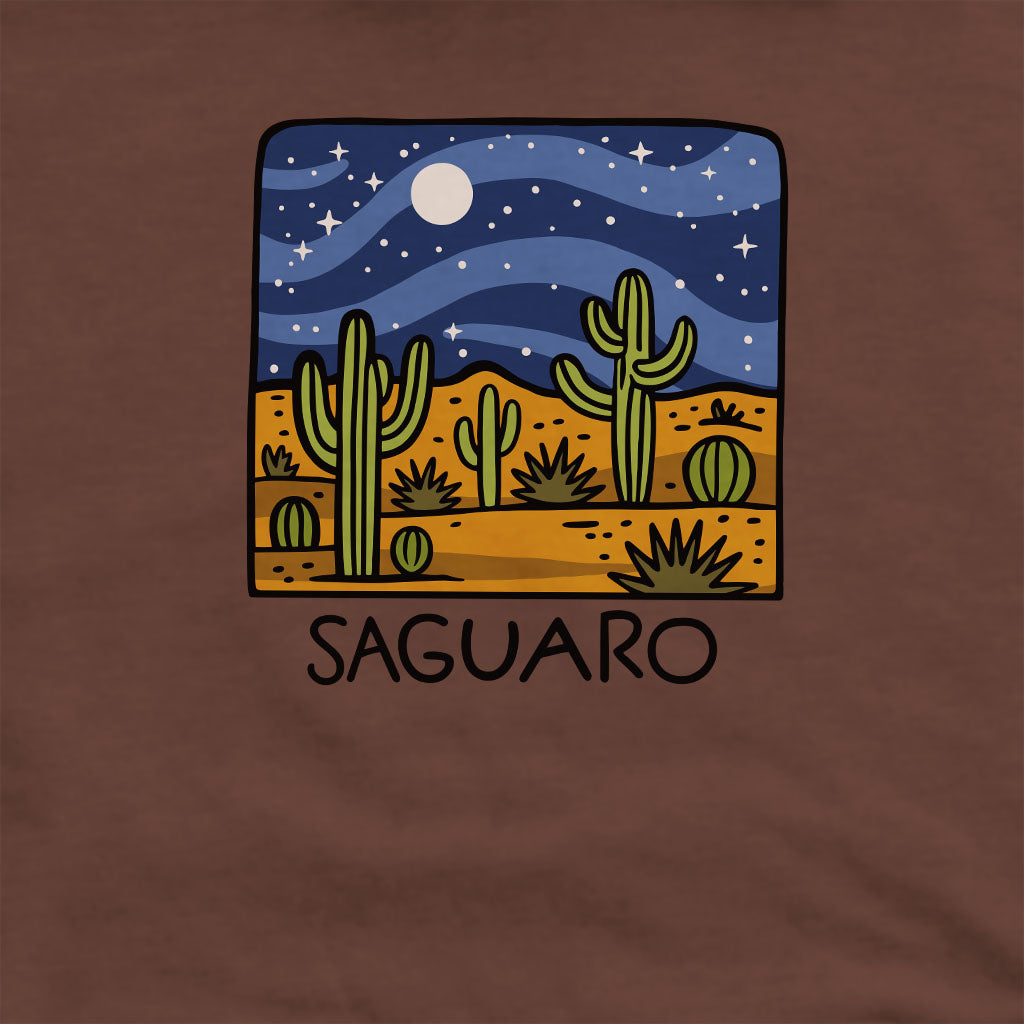 Saguaro at Night Crewneck Sweatshirt Adventure and Outdoors Themed Sweatshirt