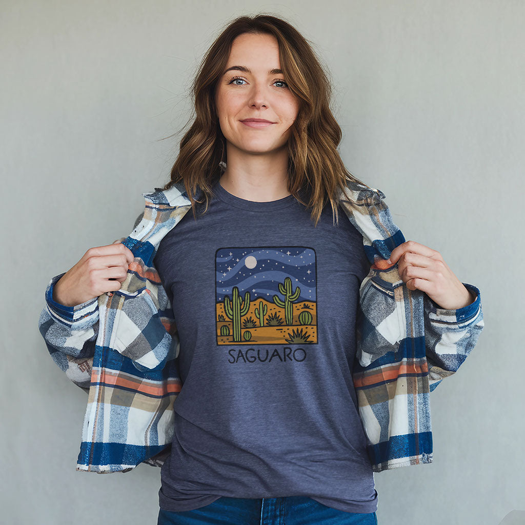 Saguaro at Night T-Shirt Adventure and Outdoors Themed T-Shirt