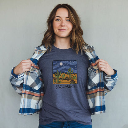 Saguaro at Night T-Shirt Adventure and Outdoors Themed T-Shirt