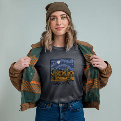 Saguaro at Night T-Shirt Adventure and Outdoors Themed T-Shirt