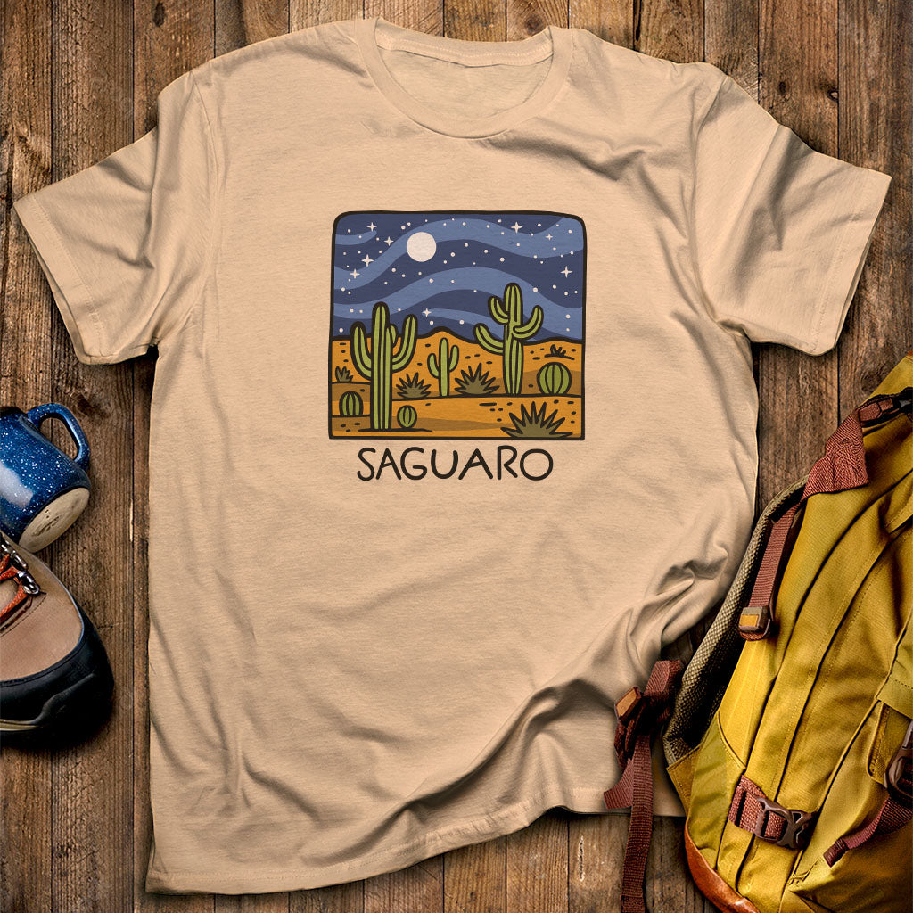 Saguaro at Night T-Shirt Sand Adventure and Outdoors Themed T-Shirt