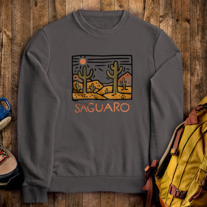 Saguaro National Park Crewneck Sweatshirt Charcoal Adventure and Outdoors Themed Sweatshirt