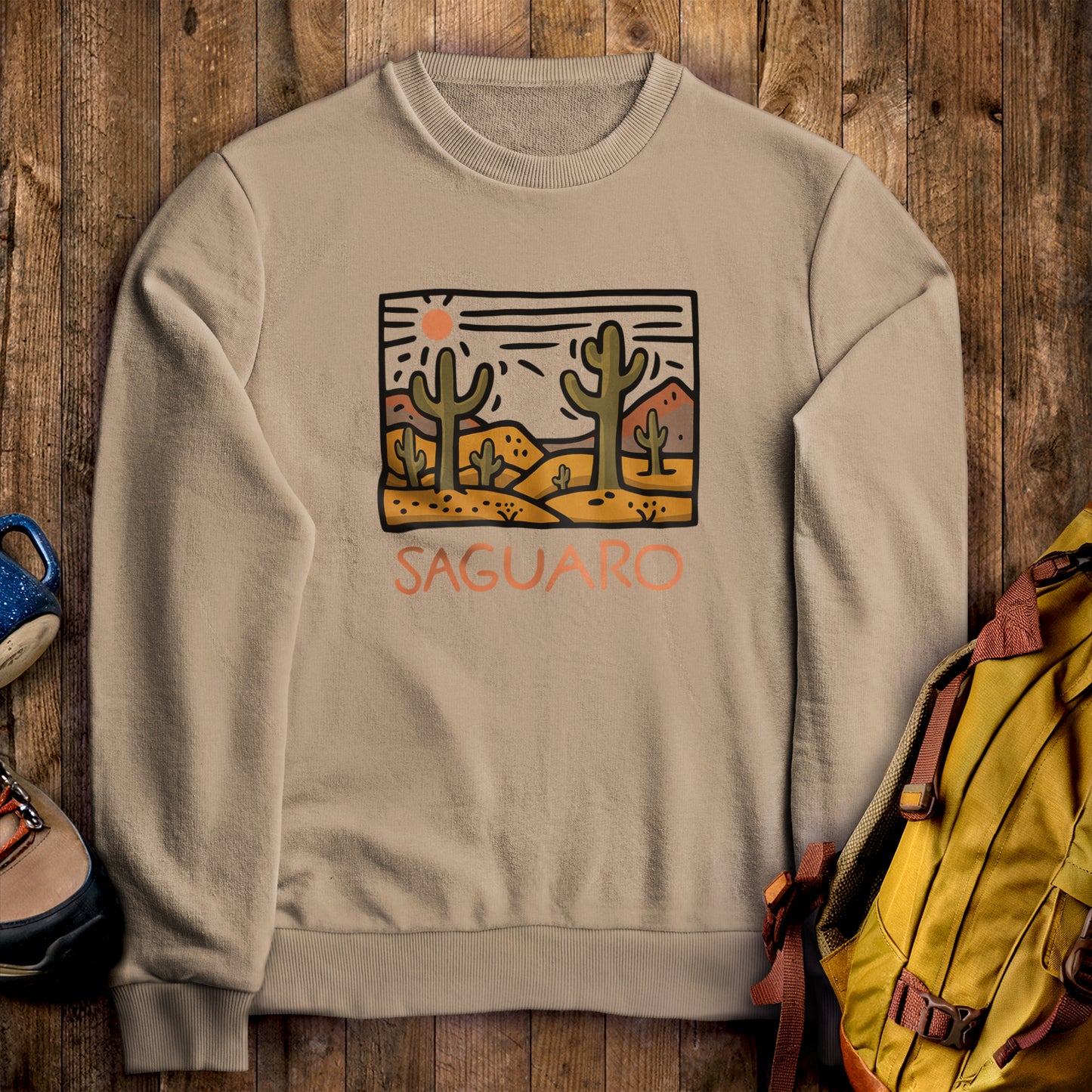 Saguaro National Park Crewneck Sweatshirt Sand Adventure and Outdoors Themed Sweatshirt