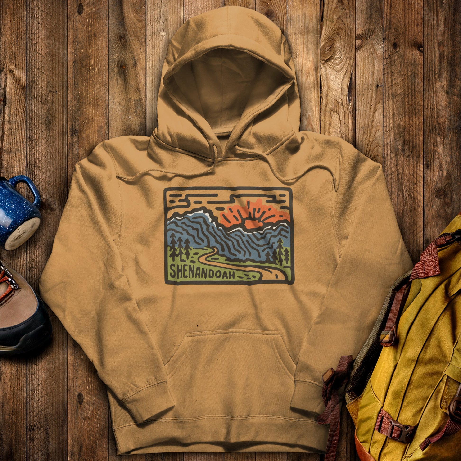 Shenandoah National Park Hoodie Mustard Adventure and Outdoors Themed Hoodie