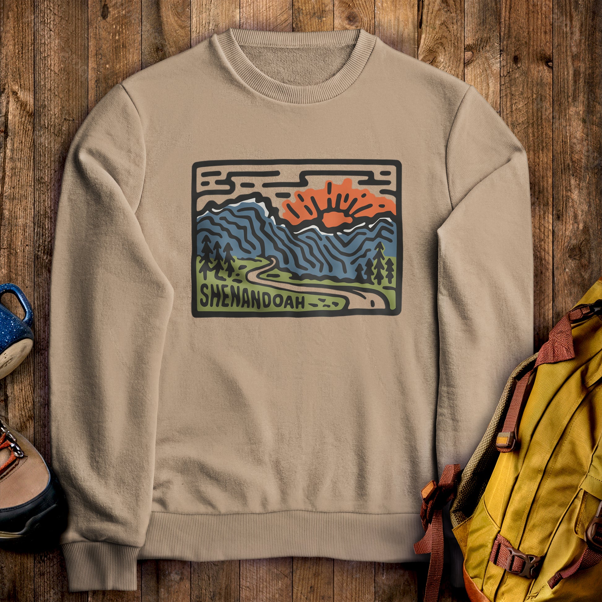 Shenandoah National Park Crewneck Sweatshirt Sand Adventure and Outdoors Themed Sweatshirt
