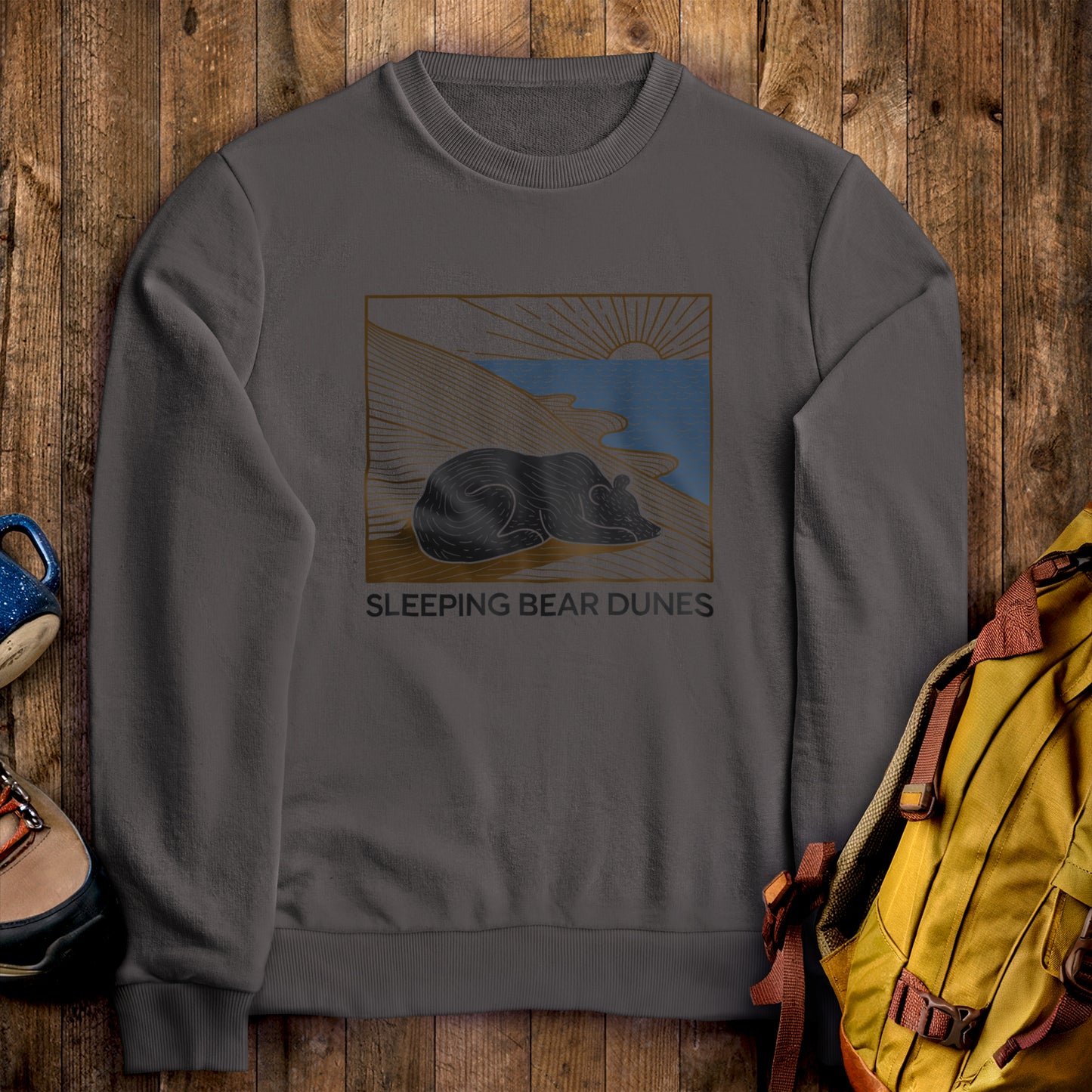 Sleeping Bear Dunes National Lakeshore Crewneck Sweatshirt Charcoal Adventure and Outdoors Themed Sweatshirt