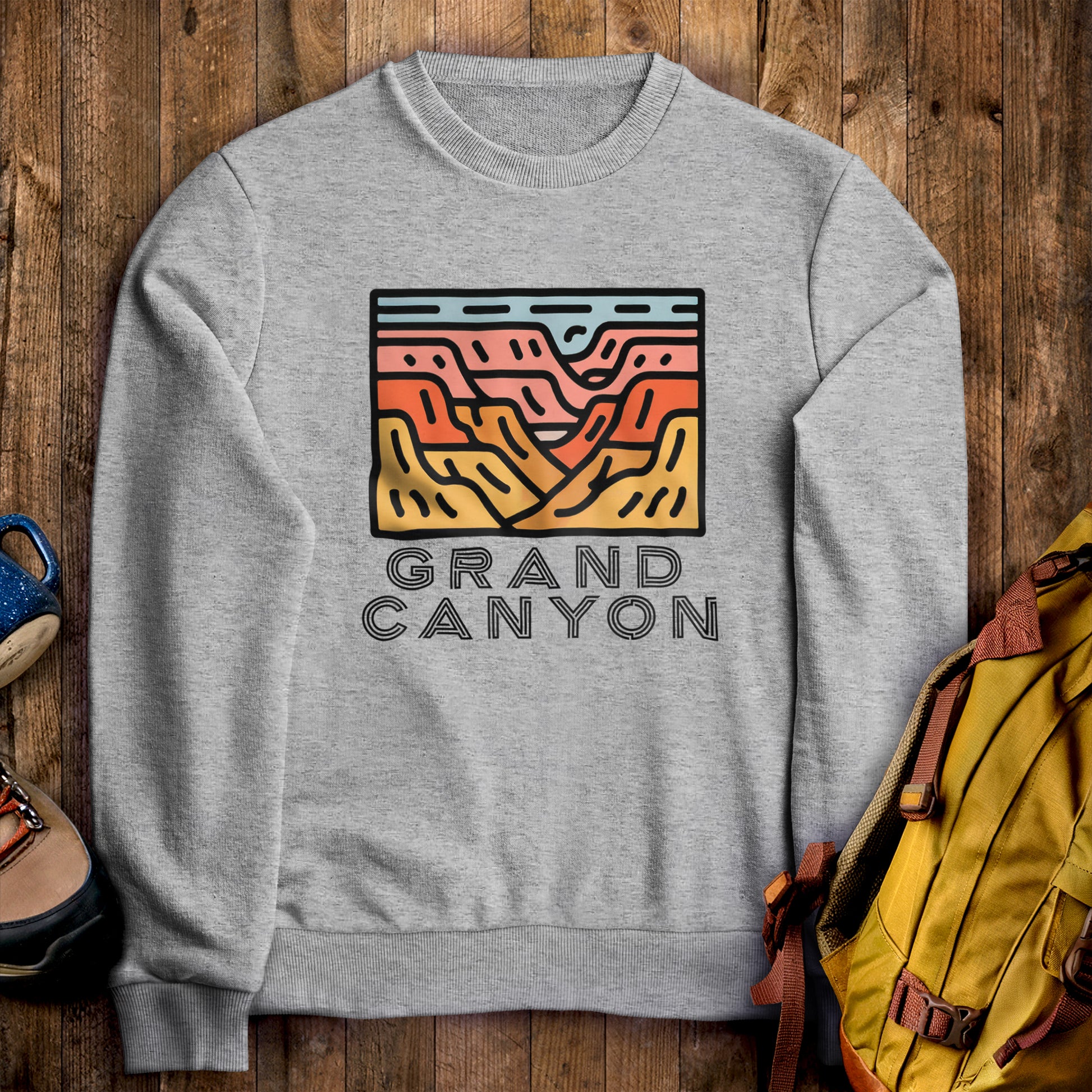 Grand Canyon National Park Crewneck Sweatshirt Sport Grey Adventure and Outdoors Themed Sweatshirt