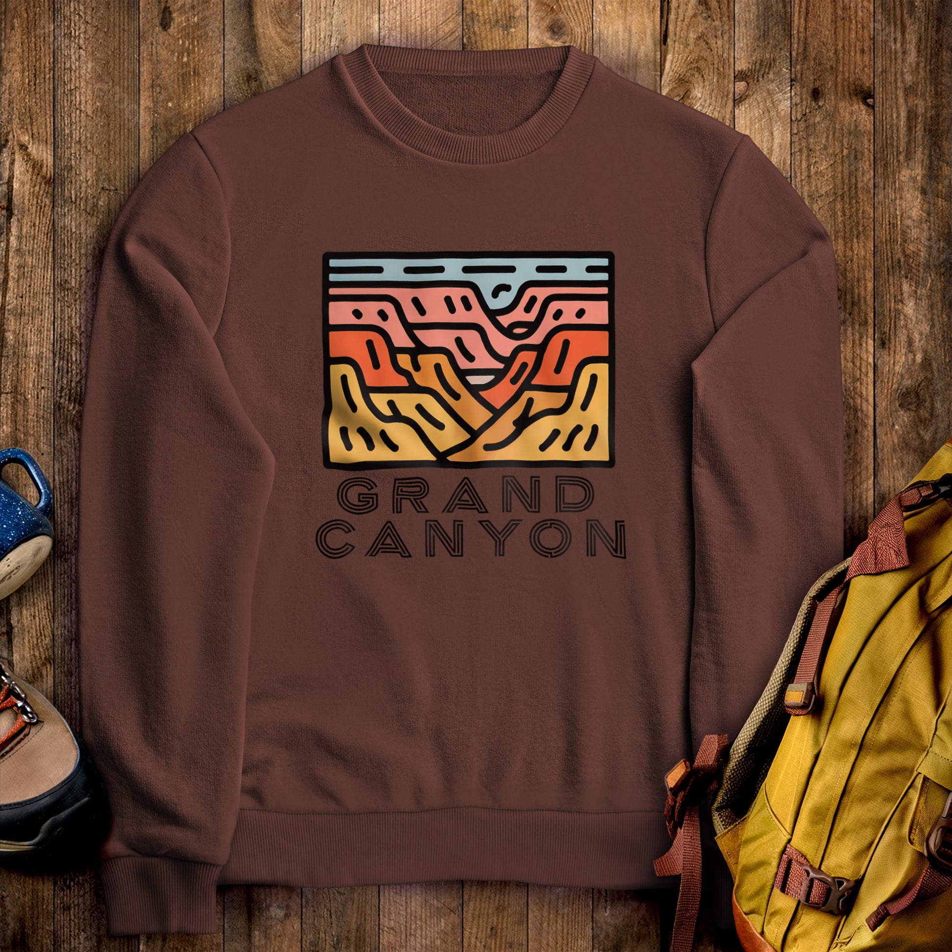Grand Canyon National Park Crewneck Sweatshirt Cocoa Adventure and Outdoors Themed Sweatshirt