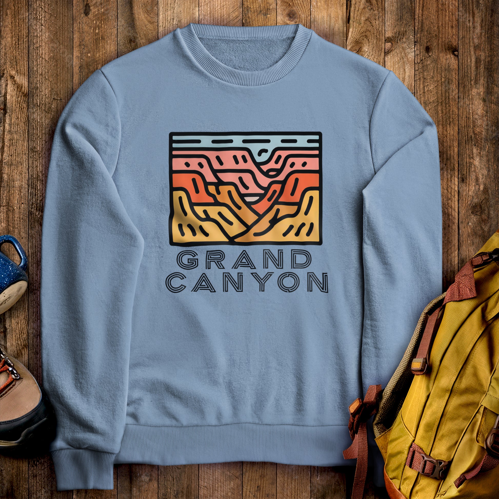 Grand Canyon National Park Crewneck Sweatshirt Stone Blue Adventure and Outdoors Themed Sweatshirt