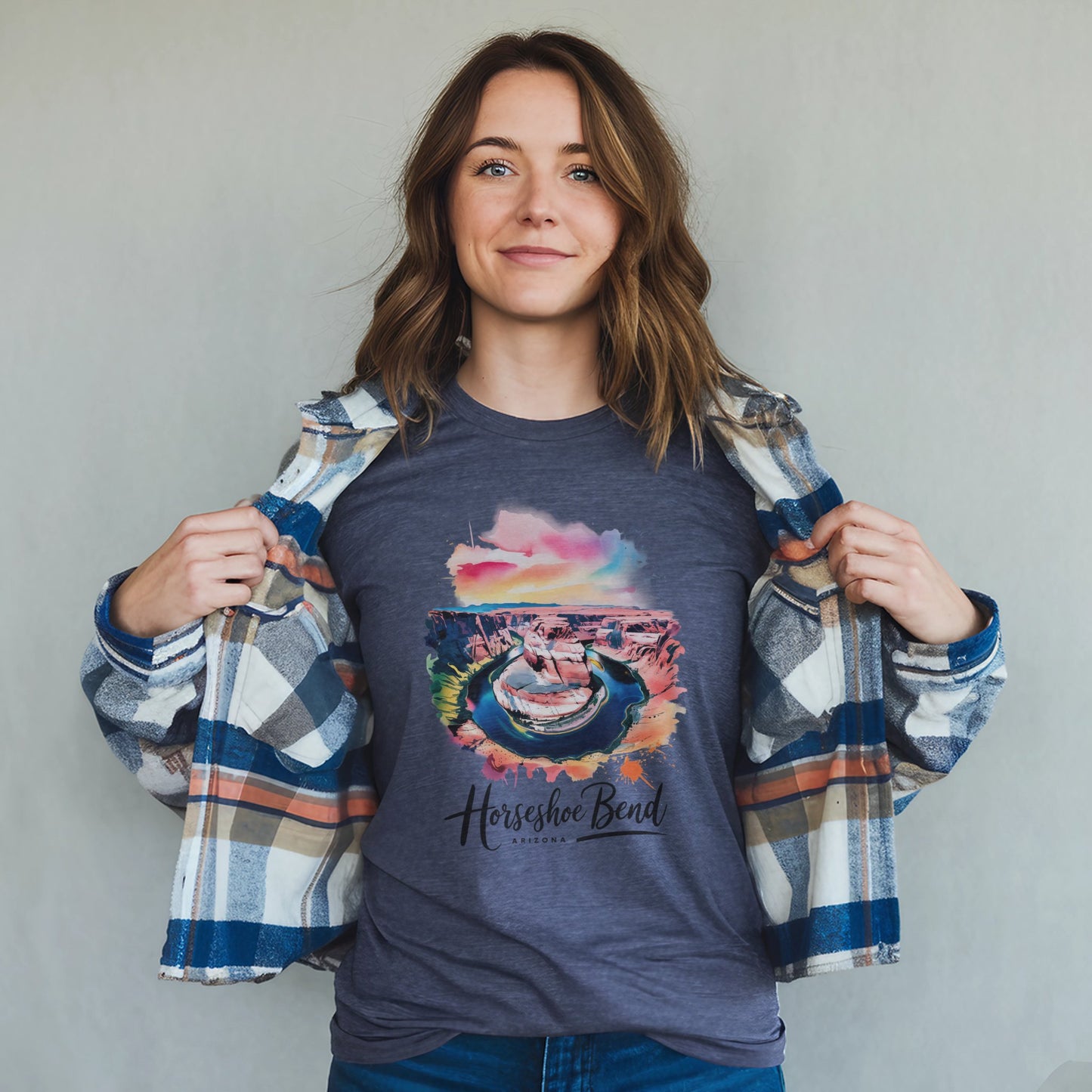 Horseshoe Bend Watercolor T-Shirt Adventure and Outdoors Themed T-Shirt