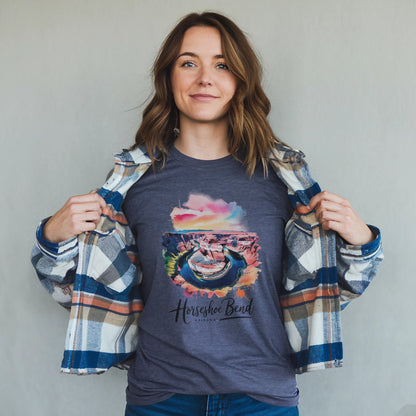 Horseshoe Bend Watercolor T-Shirt Adventure and Outdoors Themed T-Shirt