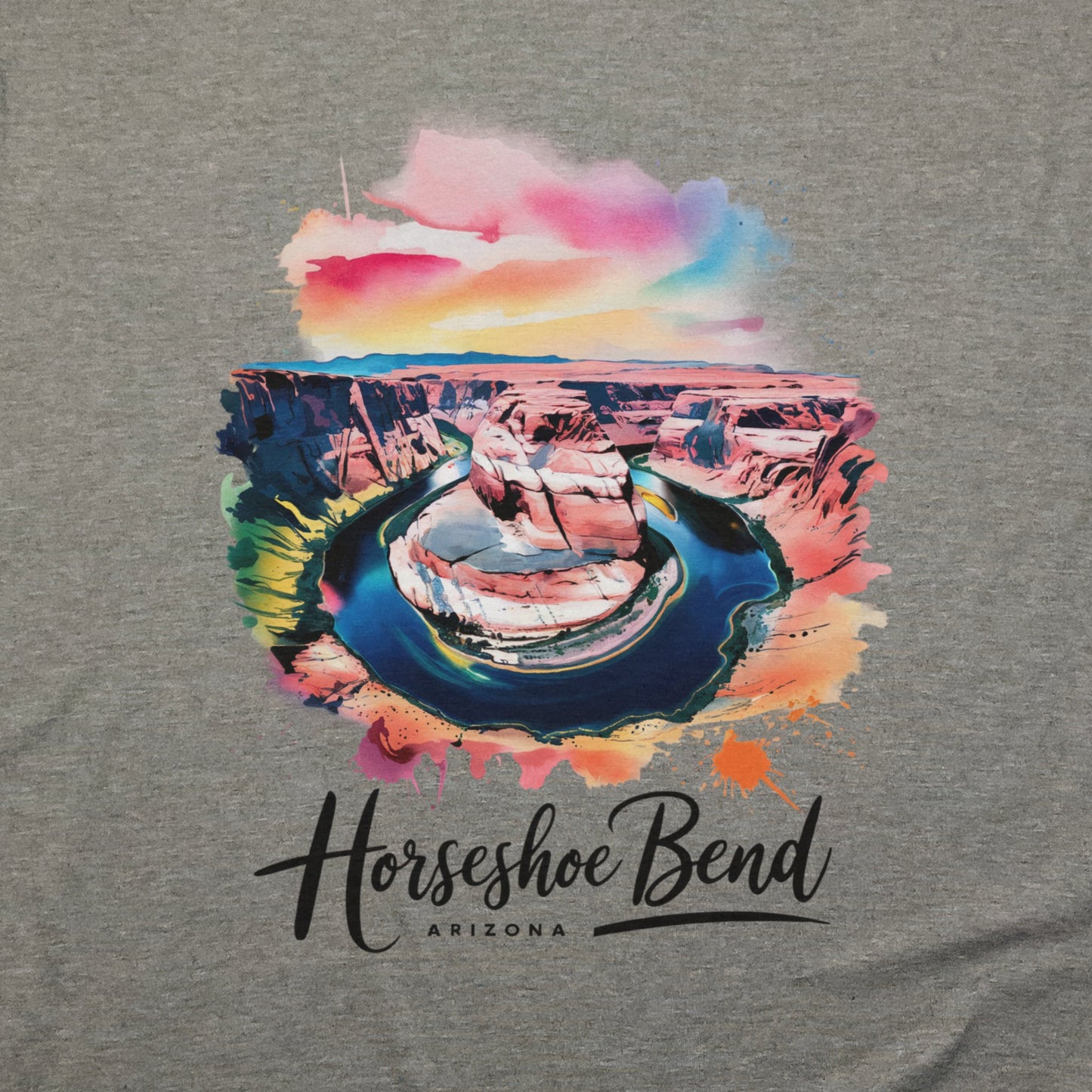 Horseshoe Bend Watercolor T-Shirt Adventure and Outdoors Themed T-Shirt
