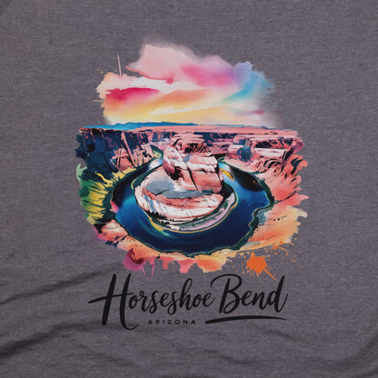 Horseshoe Bend Watercolor T-Shirt Adventure and Outdoors Themed T-Shirt