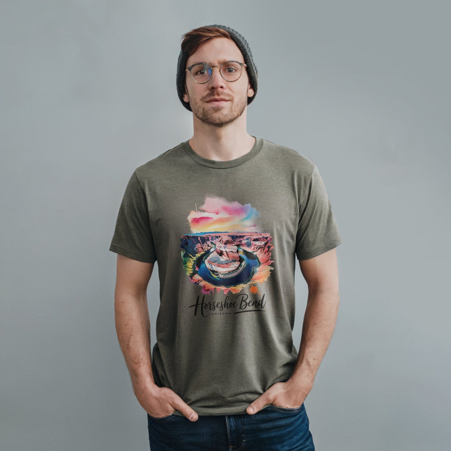 Horseshoe Bend Watercolor T-Shirt Adventure and Outdoors Themed T-Shirt