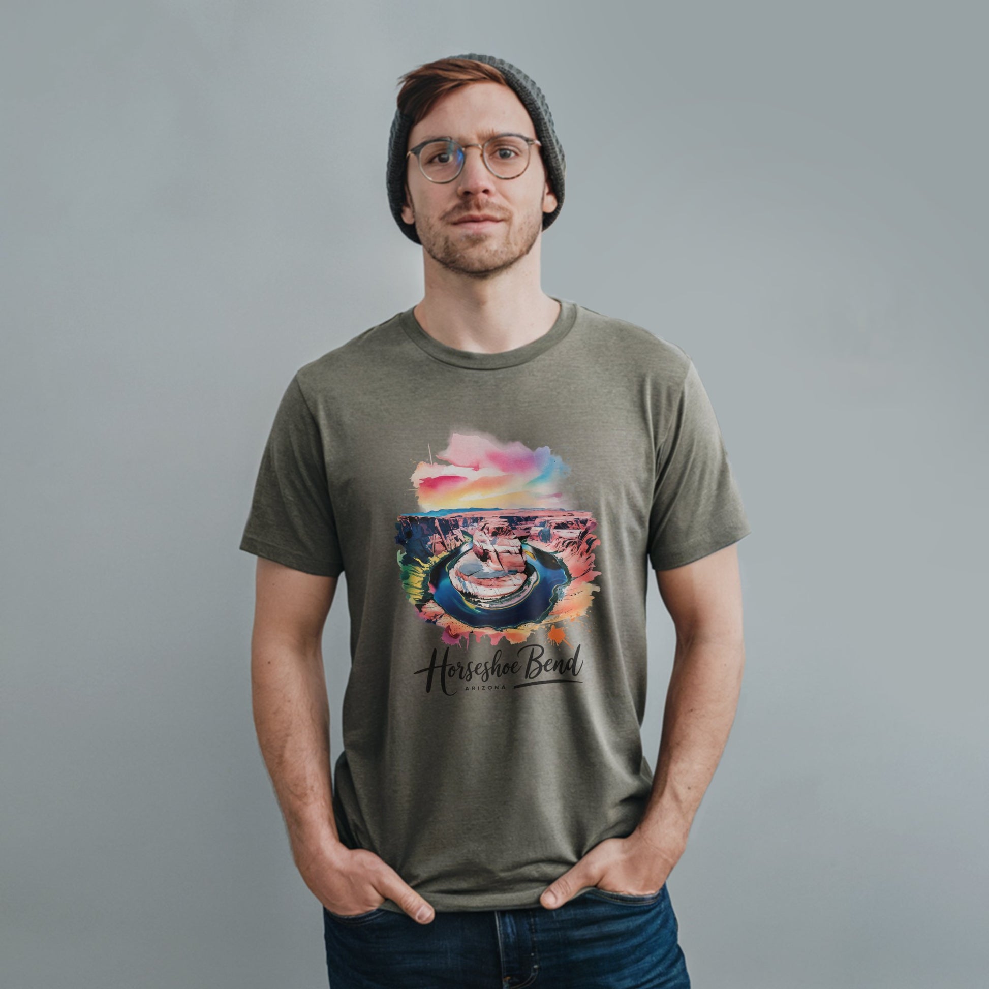 Horseshoe Bend Watercolor T-Shirt Adventure and Outdoors Themed T-Shirt