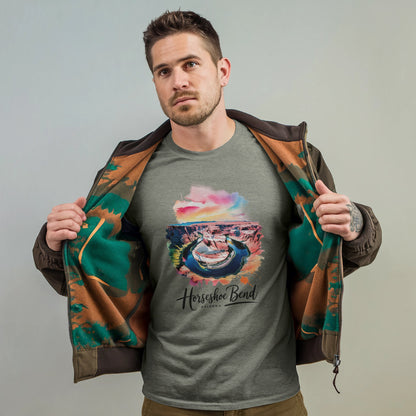 Horseshoe Bend Watercolor T-Shirt Adventure and Outdoors Themed T-Shirt