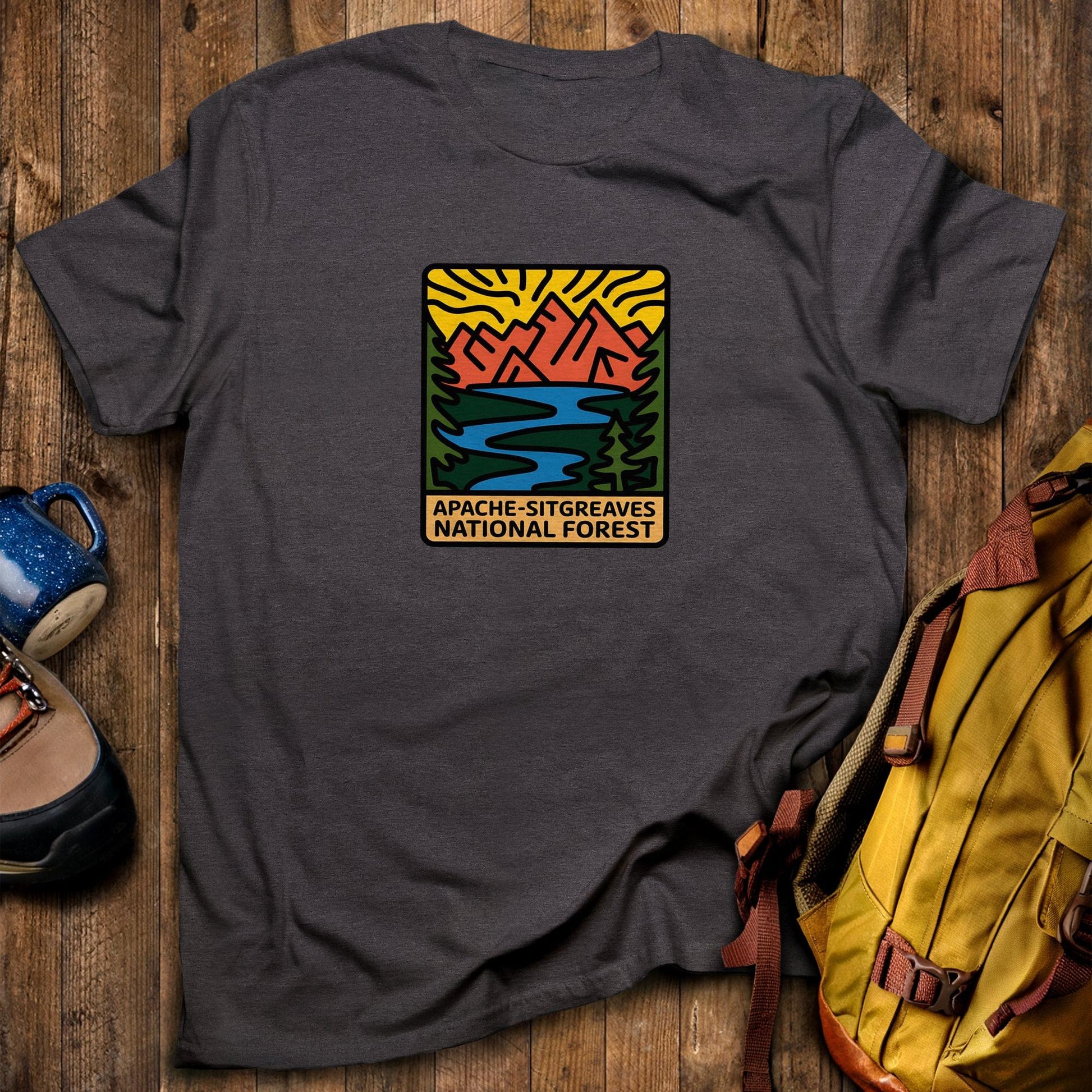 Apache Sitgreaves National Forest T-Shirt Dark Heather Adventure and Outdoors Themed T-Shirt