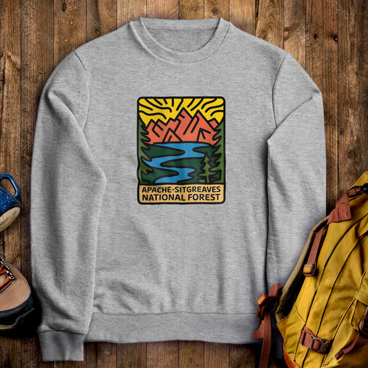 Apache-Sitgreaves National Forest Crewneck Sweatshirt Sport Grey Adventure and Outdoors Themed Sweatshirt