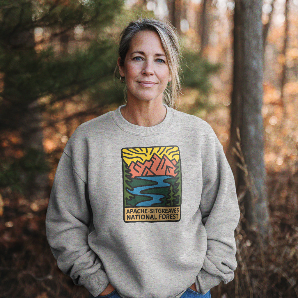 Apache-Sitgreaves National Forest Crewneck Sweatshirt Adventure and Outdoors Themed Sweatshirt