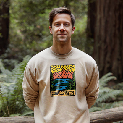 Apache-Sitgreaves National Forest Crewneck Sweatshirt Adventure and Outdoors Themed Sweatshirt