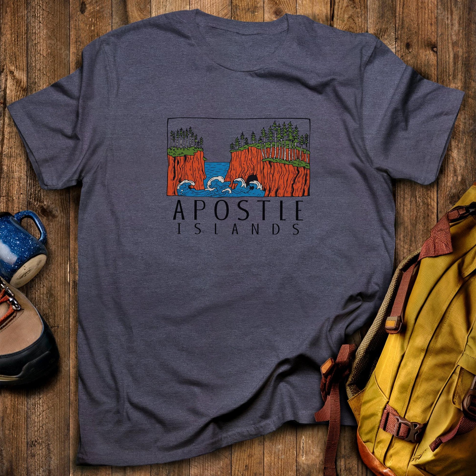 Apostle Islands National Lakeshore T-Shirt Heather Navy Adventure and Outdoors Themed T-Shirt